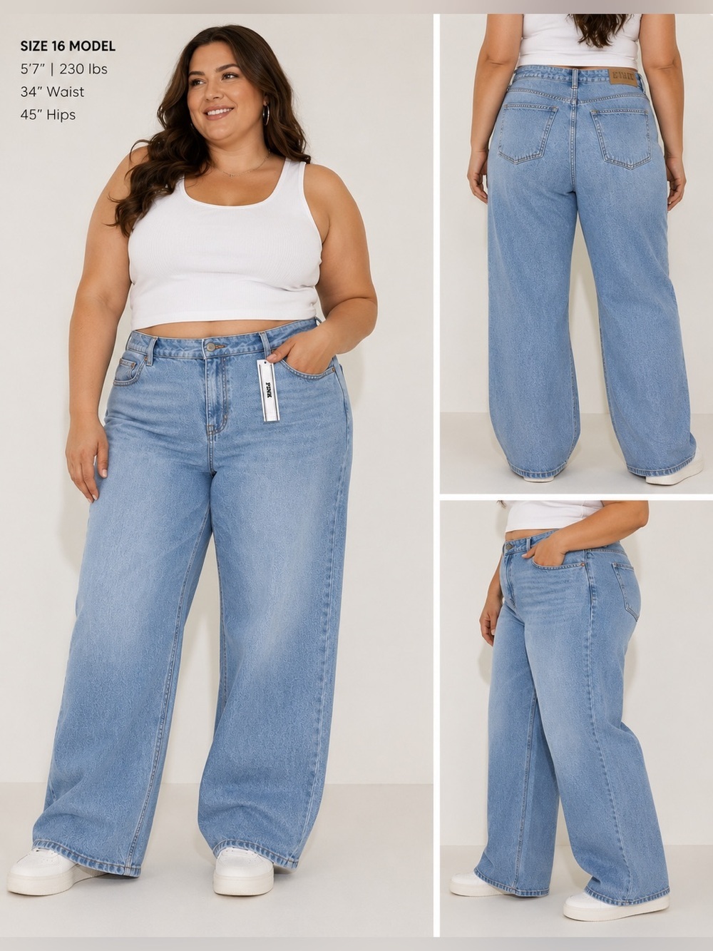 NWT PINK Victoria’s Secret Straight Leg Jeans Women’s 16 High Rise Wide Leg